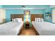 Bedroom with two beds and ocean view at 5308 N Ocean Blvd. # 1406, Myrtle Beach, SC 29577