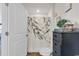 Bathroom features a shower with a decorative curtain and a stylish chest of drawers at 589 Talisman Trail, Longs, SC 29568