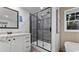 Modern bathroom with a large walk-in shower and white vanity at 1375 Highway 139, Conway, SC 29526