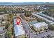 Aerial view showing building location near pond and highway at 130 Puffin Dr. # 3-E, Pawleys Island, SC 29585