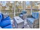 Relaxing sunroom with wicker furniture and blue accents at 130 Puffin Dr. # 3-E, Pawleys Island, SC 29585