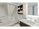 Bathroom with a shower, vanity, and modern fixtures at 2106 N Ocean Bl N Ocean Blvd. # 211, Myrtle Beach, SC 29577