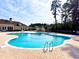 Sparkling community pool surrounded by a brick patio and lush greenery at 344 Tall Palms Way, Little River, SC 29566