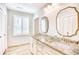 Elegant bathroom with granite countertop, double sinks and updated fixtures at 5816 Woodside Ave., Myrtle Beach, SC 29577