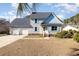 Two-story house with gray siding, blue accents, and a two-car garage at 641 Blackstone Dr., Myrtle Beach, SC 29588