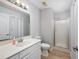 Clean bathroom with a shower, toilet and vanity at 7700 Porcher Dr. # 4202, Myrtle Beach, SC 29572