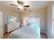 Bedroom with queen bed, white dresser, and ceiling fan at 81 Delray Dr. # 3-B, Murrells Inlet, SC 29576
