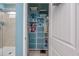 Linen closet with shelving for toiletries and supplies at 840 San Marco Ct. # D, Myrtle Beach, SC 29579