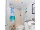 Bathroom with shower and coastal decor at 1605 S Ocean Blvd. # 1113, Myrtle Beach, SC 29577