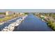 Aerial view of marina with many boats and waterfront buildings at 5750 Oyster Catcher Dr. # 131, North Myrtle Beach, SC 29582
