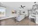 Spacious living room with light grey sectional sofa and wood-look flooring at 434 Stanley Dr., Murrells Inlet, SC 29576