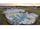 An aerial view of the resort-style community pool shows the many available amenities at 5960 Bolsena Place, Myrtle Beach, SC 29577