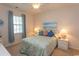 Cozy bedroom with a queen-size bed, nightstands, and beach-themed artwork at 601 N Hillside Dr. # 3634, North Myrtle Beach, SC 29582