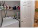 Stackable washer and dryer in a well-lit laundry closet at 601 N Hillside Dr. # 3634, North Myrtle Beach, SC 29582