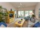 Bright living room with comfy sofas, a coffee table, and sliding glass doors leading to a balcony at 601 N Hillside Dr. # 3634, North Myrtle Beach, SC 29582