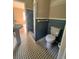 Retro bathroom with blue tile, pedestal sink, and shower at 7195 Hwy 9, Nichols, SC 29581