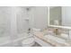 Bright and clean bathroom with a marble-tiled shower and a modern vanity at 7200 N Ocean Blvd. # 314, Myrtle Beach, SC 29572