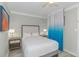 Cozy bedroom with a comfortable queen bed, modern decor, and soft, ambient lighting at 7200 N Ocean Blvd. # 314, Myrtle Beach, SC 29572