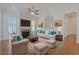 Spacious living room with hardwood floors, fireplace, and comfortable seating at 822 Farrow Pkwy., Myrtle Beach, SC 29577
