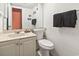 Functional bathroom with a single vanity and toilet, designed for efficiency and convenience, meeting everyday needs at 9400 Shore Dr. # 311, Myrtle Beach, SC 29572