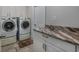 A dedicated laundry area equipped with modern, front-load machines and stylish countertop at 1829 Wood Stork Dr., Conway, SC 29526