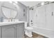 Updated bathroom features a vanity with a quartz countertop, a bathtub and shower at 203 Heron Marsh Dr. # 78, Pawleys Island, SC 29585