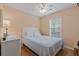 Bedroom with a double bed, dresser and ceiling fan at 6001-1830A S Kings Highway, Myrtle Beach, SC 29575