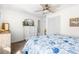 Bright bedroom with carpet flooring, white walls, and a ceiling fan at 6702 Jefferson Pl. # B6, Myrtle Beach, SC 29572