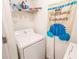 Functional laundry room with a modern white dryer and shelving at 1061 Pinwheel Loop # 1061, Myrtle Beach, SC 29577