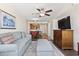 Living room features neutral colors and a ceiling fan at 1321 S Ocean Blvd. # 1101, North Myrtle Beach, SC 29582