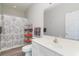 A modern bathroom with a shower and vanity providing a clean and functional space at 1525 Lanterns Rest Rd. # 102, Myrtle Beach, SC 29579