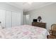 This is a cozy bedroom, with a dresser, TV, closet, and wood look flooring that adds style and functionality at 1525 Lanterns Rest Rd. # 102, Myrtle Beach, SC 29579