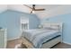 Bedroom with king-size bed and light blue walls at 719 N Waccamaw Dr., Murrells Inlet, SC 29576