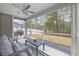 Relaxing screened-in porch with comfortable seating overlooking a backyard at 3713 Park Pointe Ave., Little River, SC 29566