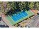 Overhead shot showcasing a well-maintained tennis court surrounded by trees at 6208 Sweetwater Blvd. # 6208, Murrells Inlet, SC 29576