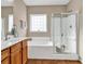 Bathroom featuring a glass shower and white cabinets at 644 Serendipity Circle, Murrells Inlet, SC 29576