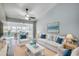 Bright and airy living room featuring a white sofa, white wicker chairs, and neutral toned walls at 6644 E Sweetbriar Trail, Myrtle Beach, SC 29588