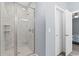 Shower with glass door and marble tile at 129 Marblehead Dr., Little River, SC 29566