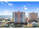 Exterior aerial view of condo complex with direct beach access and beautiful architectural details at 3601 N Ocean Blvd. # 1840, North Myrtle Beach, SC 29582