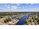 Stunning aerial view of waterfront homes and waterway under a blue sky with clouds, showcasing community at 4506 W Harbour Ct. # U2, Little River, SC 29566