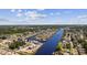 Panoramic aerial view of waterfront homes and waterway under a blue sky with clouds, highlighting community at 4506 W Harbour Ct. # U2, Little River, SC 29566