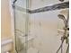 Modern bathroom featuring a glass enclosed shower, with rain shower head and bench seating at 635 Waterway Village Blvd. # 12-I, Myrtle Beach, SC 29579