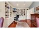 Spacious home office with custom built-in shelving, wood floors, and an abundance of natural light at 994 Debordieu Blvd., Georgetown, SC 29440