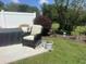 A cozy patio area, featuring wicker chairs, fire table, and lush landscaping, ideal for outdoor relaxation at 1069 Williston Loop # 1069, Murrells Inlet, SC 29576