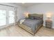 Serene main bedroom with a decorative bed frame, soft lighting, and private balcony access at 114-B 7Th Ave. N, Surfside Beach, SC 29575