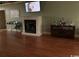 Living room featuring a fireplace and a decorative console table at 153 Highmeadow Ln., Aynor, SC 29511