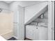 This laundry room features a bathtub and a modern washer and dryer at 6001- 1084 S Kings Highway, Myrtle Beach, SC 29575