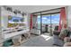 Living room with ocean view and comfy furniture at 6804 N Ocean Blvd. # 1623, Myrtle Beach, SC 29572