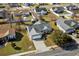 Aerial view of a neighborhood showcasing a home with a well-kept yard and a two-car garage at 1021 Dunraven Ct., Conway, SC 29527
