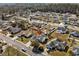 Overhead view of a residential area featuring well-maintained homes with landscaped yards and mature trees at 1021 Dunraven Ct., Conway, SC 29527